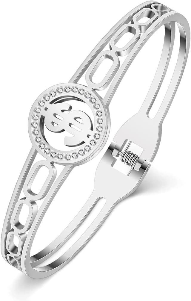 Detalle de YAYAKO pulsera de acero inoxidable con strass 18k plating oro/plata