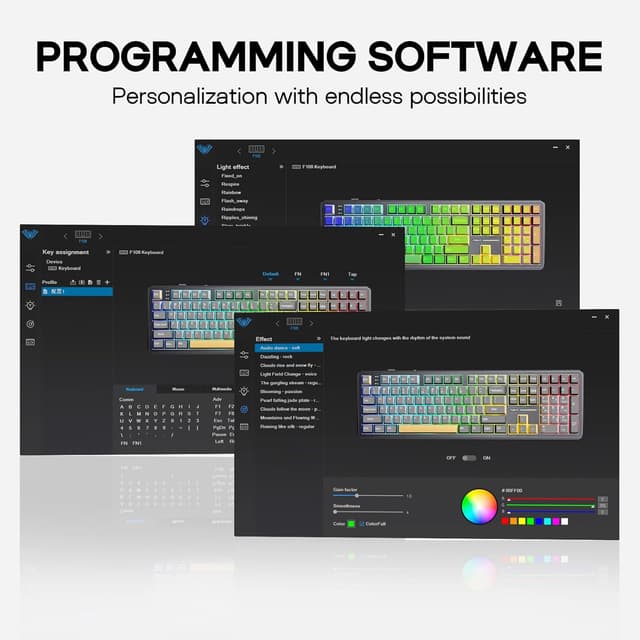 Thumbnail 6 de EPOMAKER Aula F108 Wireless Gaming Keyboard (Full Size, Hot-Swappable) with 4000mAh Battery, 108 Keys, White & Blue