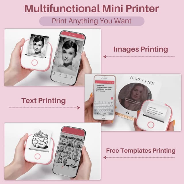 Detalle de Mini Drucker für Smartphone T02 Sticker Drucker (Bluetooth) von Memoking – für Sofortaufkleber, Fotos & Notizen