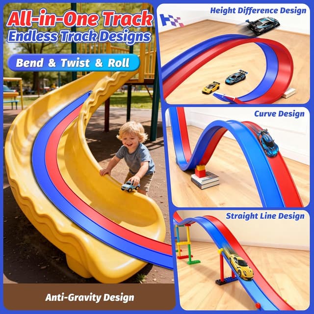 Detalle 2 de 15 Ft Flexible Race Car Track for Kids