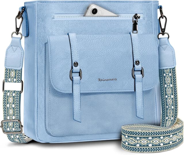 Thumbnail 6 de RAINSMORE Umhängetasche Damen (mittelgroß) Aprikose – Crossbody-Handtasche mit breitem Schultergurt