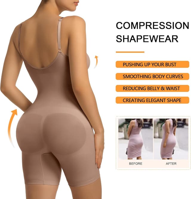 Detalle de SHAPERX Shapewear Damen Body Shaper Bauchweg Sculting – nahtlos mit abnehmbarem Brustpolster