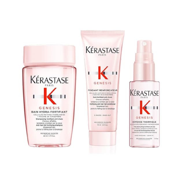 Detalle 2 de Kérastase Genesis Pflegeroutine Probierset mit Shampoo, Haarspülung & Hitzeschutzspray für feines, brüchiges Haar