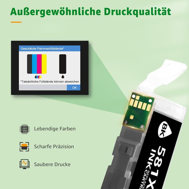 Detalle de GREENSKY 580 581 XXL Multipack kompatibel für Canon PGI 580/CLI 581 – 10er-Pack für Pixma TS-Serie