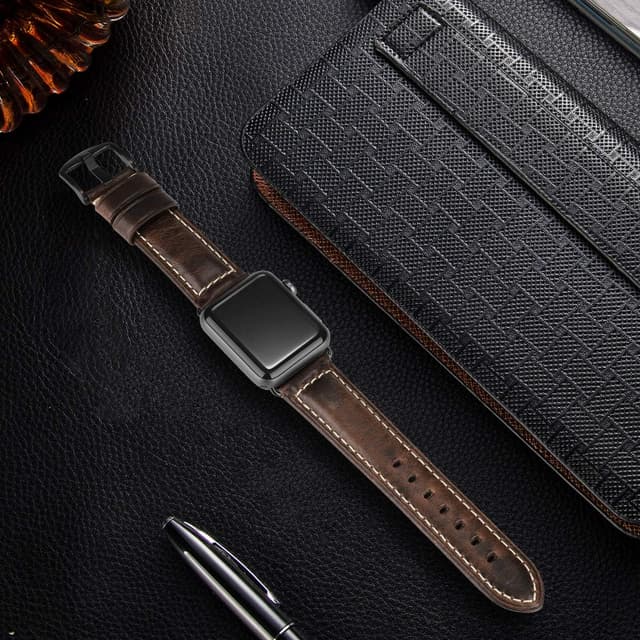 Detalle de HUAFIY Genuine Leather Apple Watch Band (compatible 38mm–49mm)