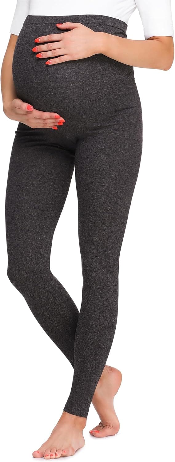 Detalle de Be Mammy Damen Lange Umstandsleggings BE20-257 – bequeme High-Waist-Leggings für Schwangerschaft & Alltag