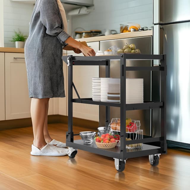 Thumbnail 6 de WORKPRO Servierwagen 3-in-1 klappbar – Rollwagen mit 3 Etagen für Küche, Werkstatt & Galerie