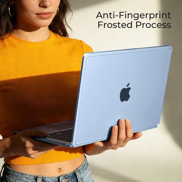 Detalle 1 de EooCoo Hartschalen-Hülle für MacBook Air 13 Zoll (2022–2026) – Snap Cover mit bruchfesten Ecken, mattes Himmelblau