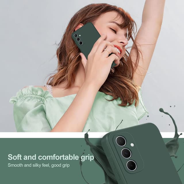 Detalle 2 de Btstring Silikonhülle für Samsung Galaxy A35 – Ganzkörper-Case mit weichem Mikrofaserfutter (Grün)