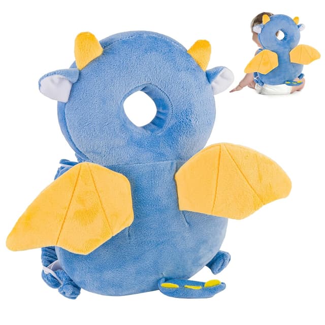 Detalle de Baby Kopfschutz Rucksack für Kleinkind & Säugling – elastische Tragehilfe mit verstellbaren Gurten (Drache)