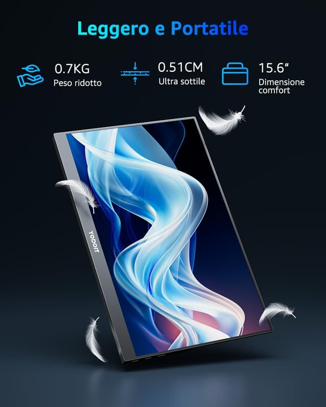 Detalle 2 de Yodoit Monitor Portatile 144Hz da 15,6" FHD IPS con Smart Cover e USB Type-C