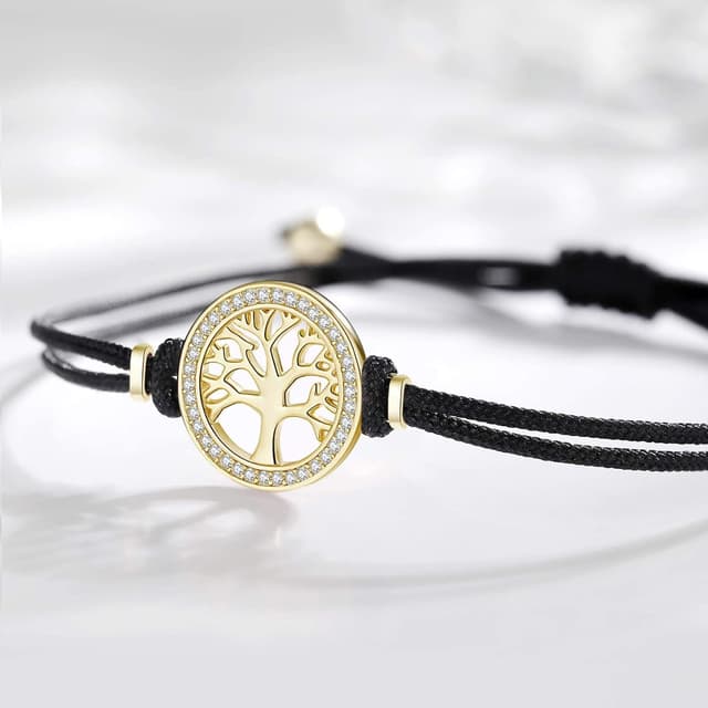 Detalle de Jrêveinfini Lebensbaum-Armband aus Silber 925 (S925) für Damen & Mädchen – personalisierbar, verstellbar mit Geschenkbox