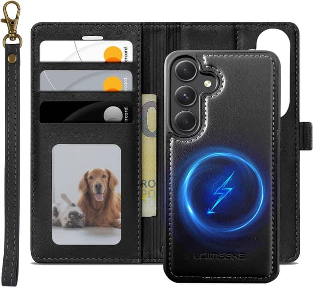 Detalle de XTCASE Cover magnetica per Samsung Galaxy S26 5G con portafoglio 2 in 1 rimovibile, antiurto e chiusura magnetica (nera)