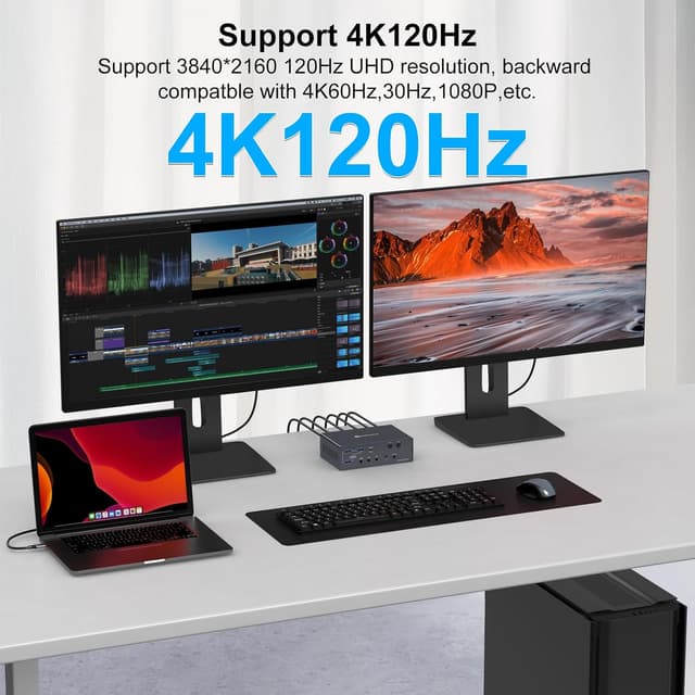 Detalle de VEDINDUST USB C KVM Switch Dock 4K 120Hz