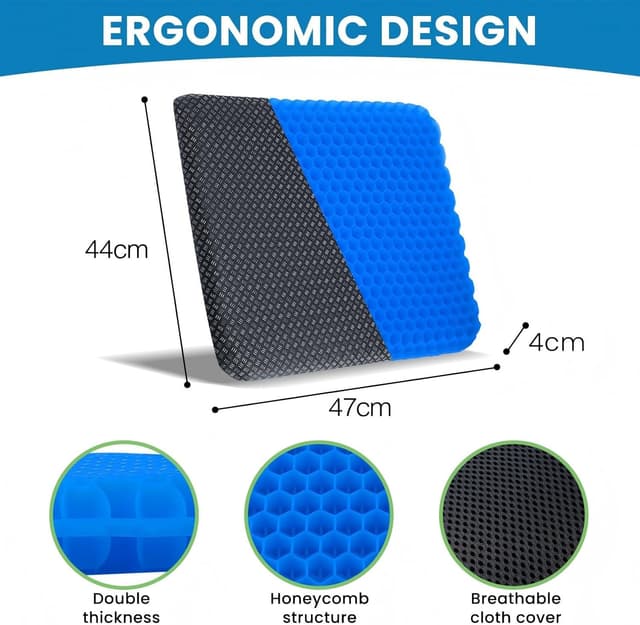 Thumbnail 3 de MOMOLILY Gel-Sitzkissen Groß 47x43x4 cm