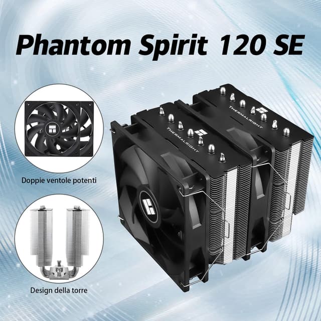 Detalle 2 de TR Phantom Spirit 120SE CPU-Kühler mit 7 Heatpipes, Doppel-120-mm-Lüfter TL-C12B V2 PWM (AGHP 4.0) für AM4/AM5 & Intel 1700/1200