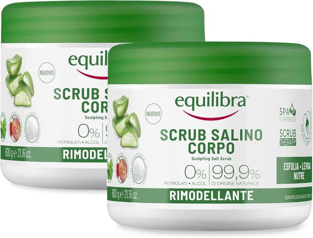 Detalle de Equilibra Corpo Scrub Salino Rimodellante con Aloe Vera e Sali Marini, 2 x 600 g