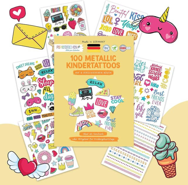 Thumbnail 6 de Papierdrachen Papierdrachen 100 Metallic-Tattoos