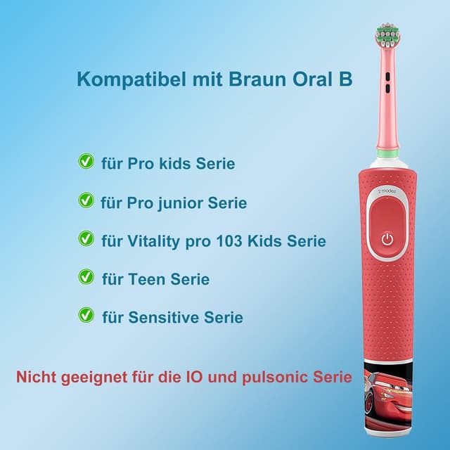 Detalle 2 de Kinder Aufsteckbürsten für Braun Oral-B Pro Junior & mehr – 8 Stück, weiche Borsten