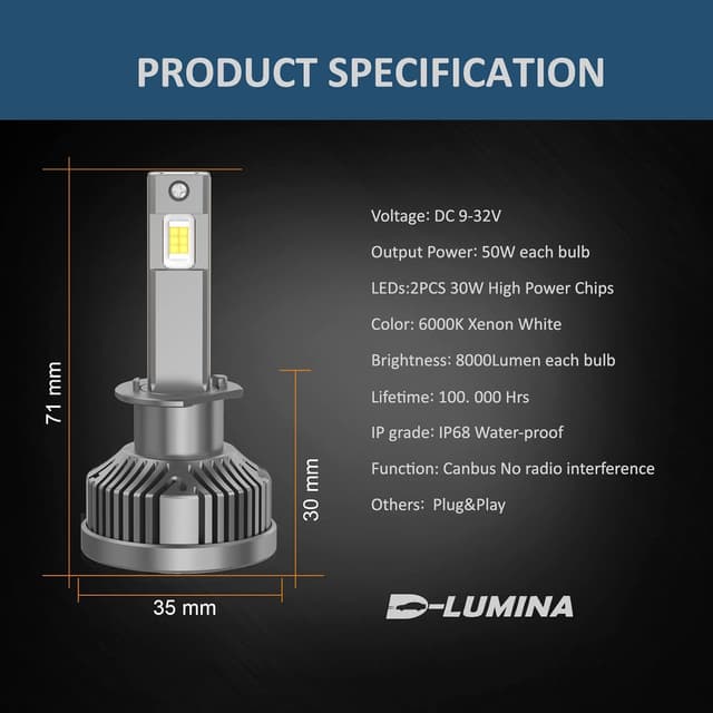 Thumbnail 2 de D-Lumina H7 LED 120W 20000LM 6000K