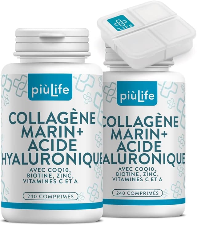 Detalle de Collagène Marin + Acide Hyaluronique PiùLife (2000 mg) – gélules pour peau, cheveux et articulations