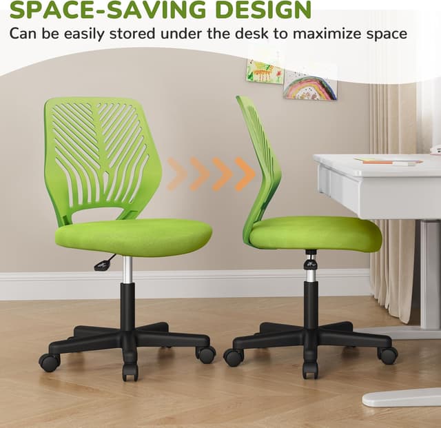 Detalle de Yaheetech sedia ufficio girevole senza braccioli in rete traspirante, altezza regolabile (portata 136 kg) verde