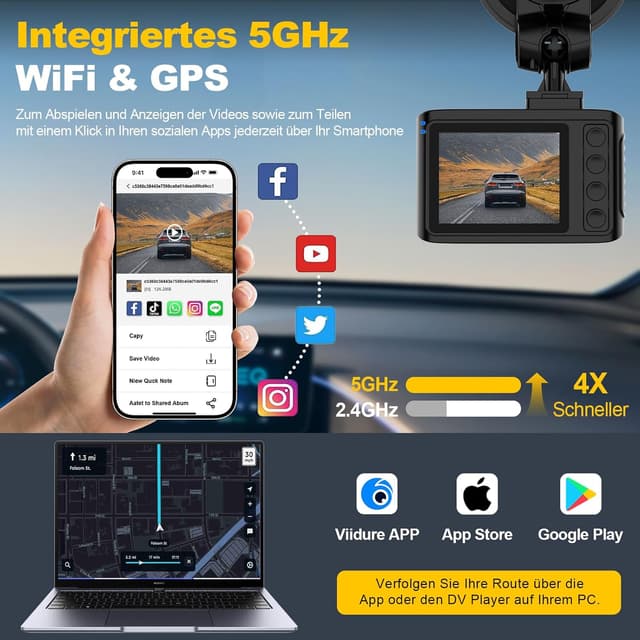 Detalle de Dashcam 4K Dual Kamera vorn hinten