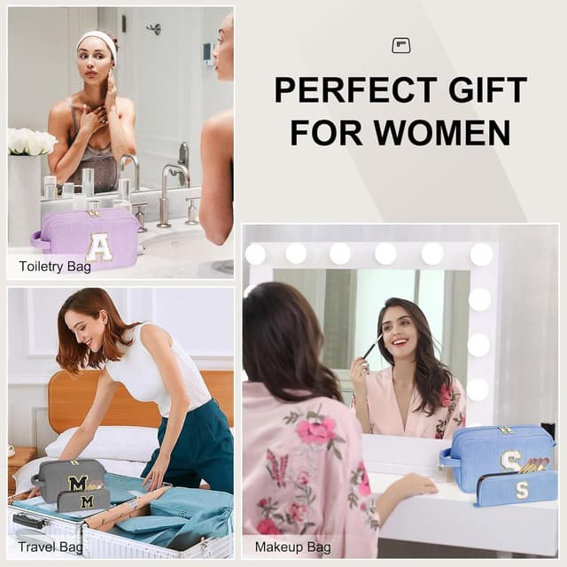 Detalle 2 de Parima Kosmetiktaschen-Set für Damen & Mädchen (12 Jahre), 2-teilig aus Cord in Lila