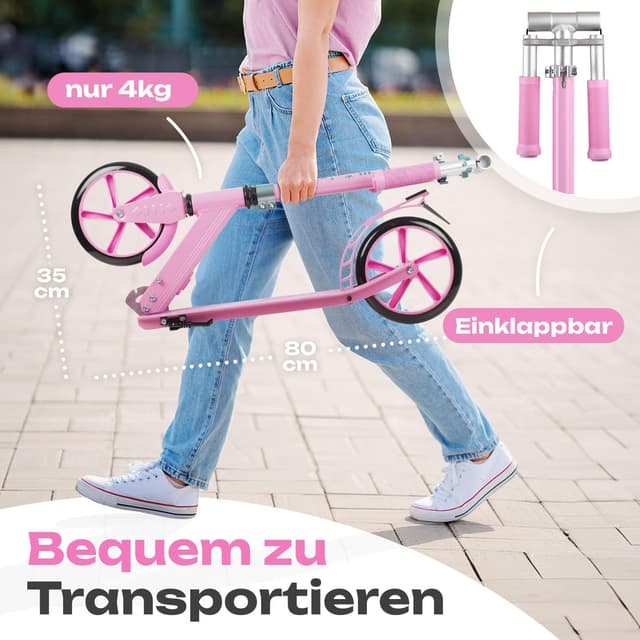Detalle 2 de Rollkönig faltbarer City-Scooter für Kinder ab 5 Jahren – mit großen Rädern und ein-Knopf-Klappmechanismus