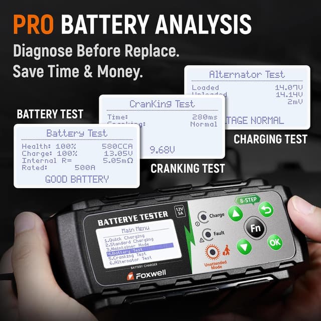Detalle de FOXWELL BC521 12V battery charger tester