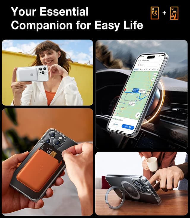 Detalle de TORRAS Magnetic Ostand for iPhone 15 Pro Max Case (MagSafe Compatible, Built-In Kickstand), Clear Slim Hard Back