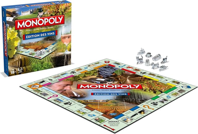 Detalle de Winning Moves Monopoli Edizione dei vini – Gioco da tavolo tematico sul mondo del vino