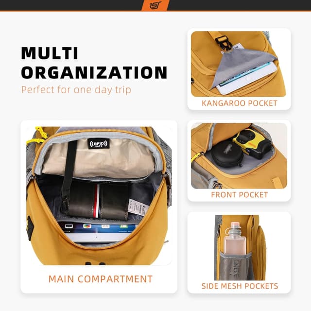 Detalle 2 de SKYSPER RFID crossbody sling bag 7L