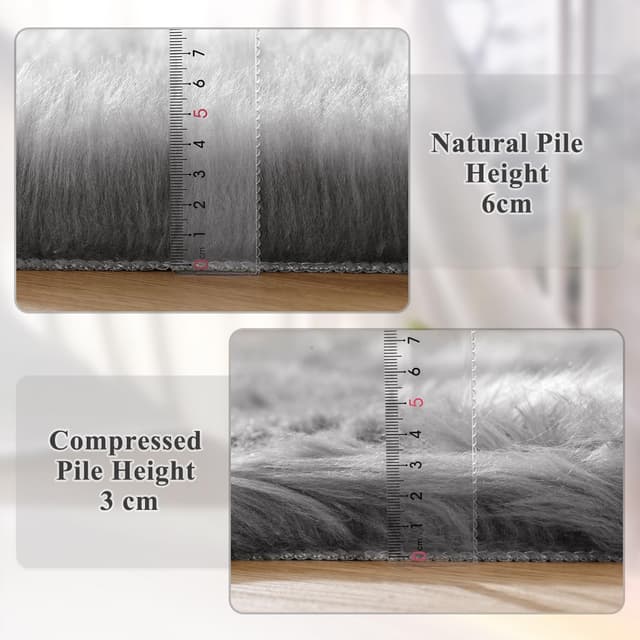 Detalle de ORINOVA Tapis gris en fausse fourrure 60x90 cm (shaggy doux) pour chambre