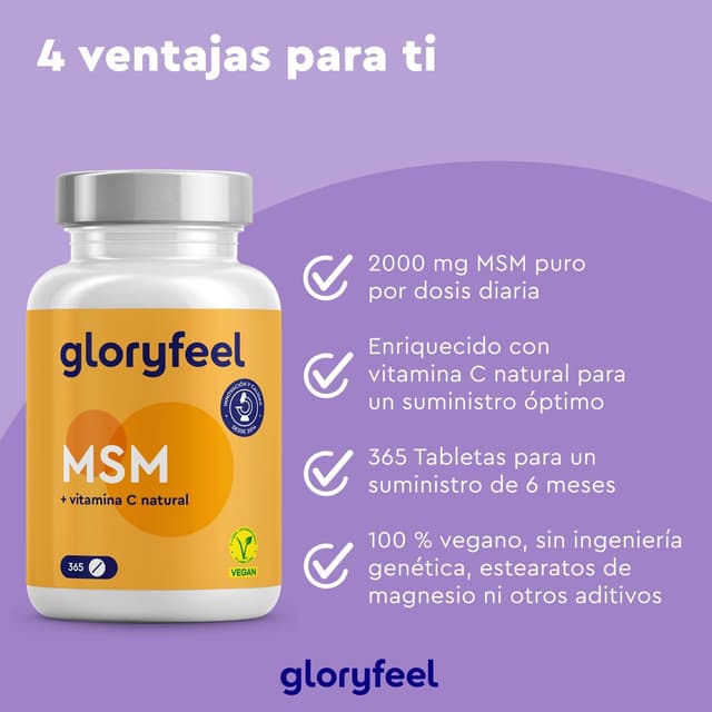 Thumbnail 1 de MSM 2000mg + Vitamina C Natural 🌿 - 365 Tabletas Saludables
