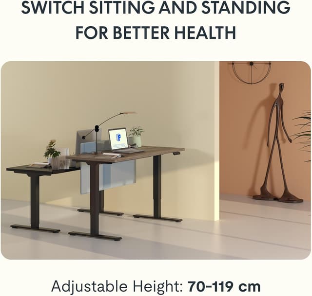 Thumbnail 6 de FLEXISPOT Bureau assis-debout électrique à 2 moteurs, 140×80 cm, charge 100 kg (panneau mémoires)