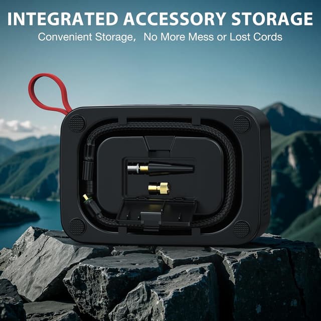 Detalle 2 de NEXPOW Portable Tire Inflator with Rechargeable Battery, 12V DC Power Adapter, 150PSI Auto Shut-Off