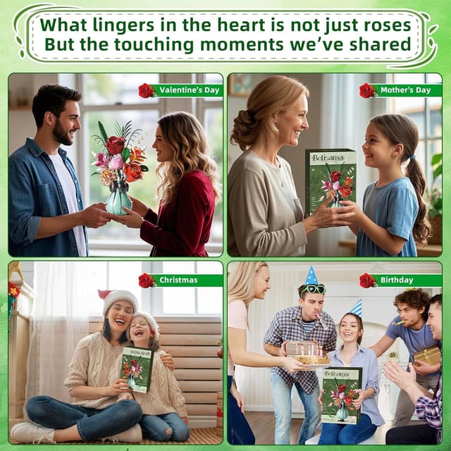 Detalle 2 de Ensemble de blocs de construction pour bouquet botanique avec vase kiothdre