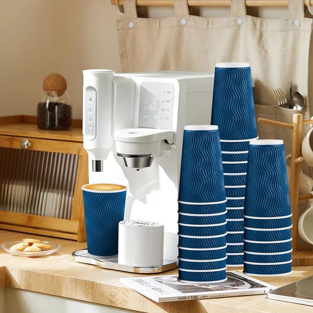 Detalle 2 de Lamosi 16 oz Disposable Coffee Cups with Lids (50-Pack) — paper insulated hot drink cups