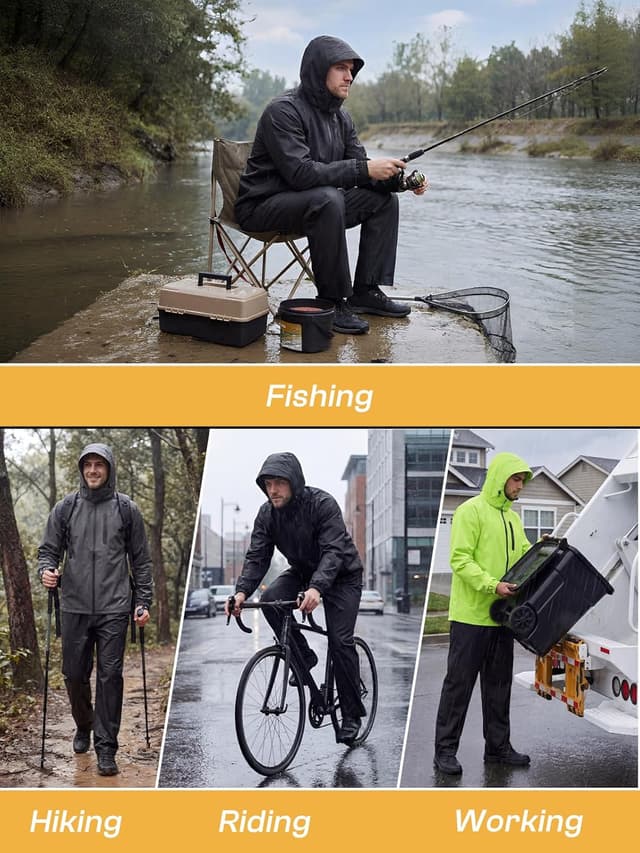 Thumbnail 5 de SaphiRose Men's Waterproof Rain Suit 2pc Packable ⛱