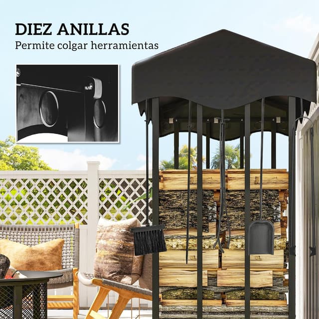 Thumbnail 5 de Outsunny Soporte para Leña 143x70x145 cm