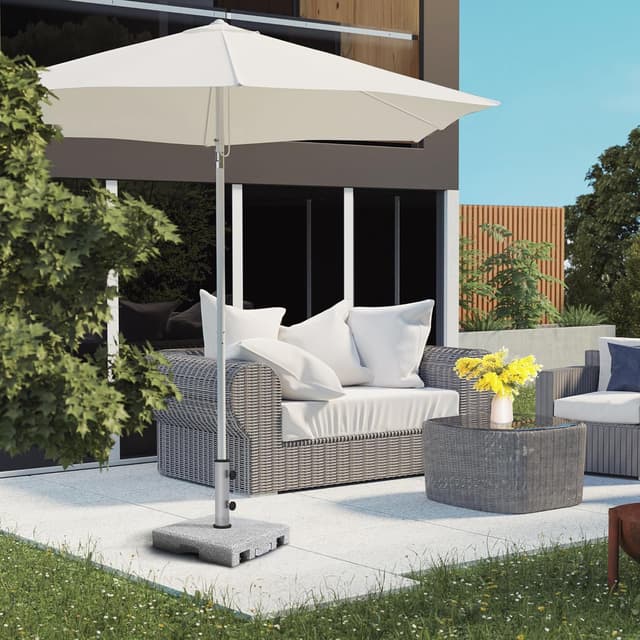 Detalle 2 de Outsunny Pied de parasol en granit carré avec roulettes – compatibilité mât Ø32/Ø38/Ø48 mm, 28 kg