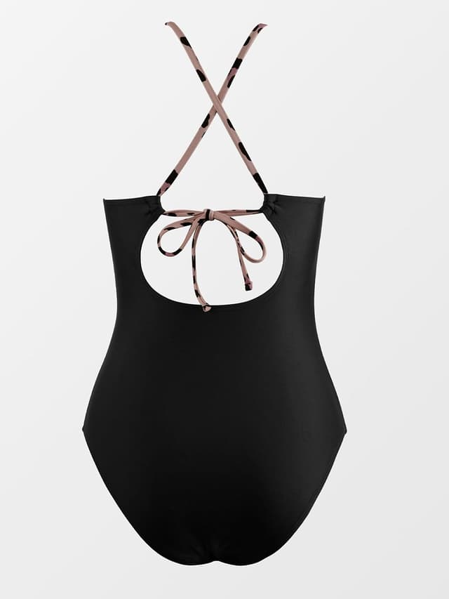 Detalle 2 de CUPSHE Costume da bagno intero donna con collo alto e controllo pancia (stampa leopardata)