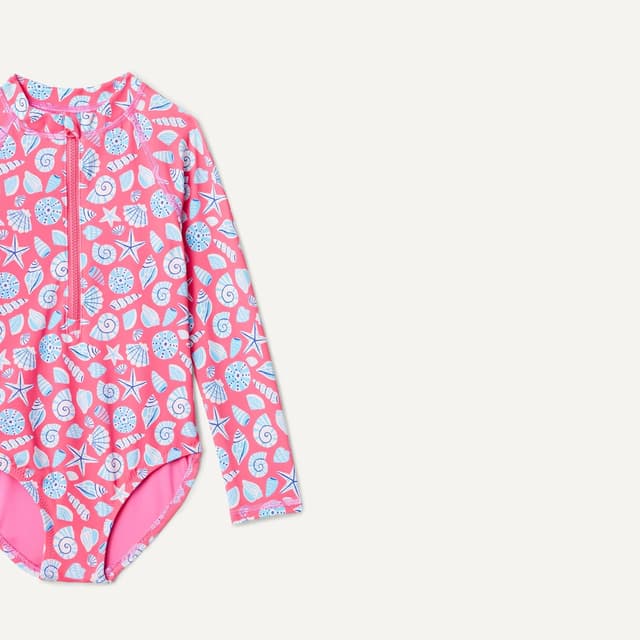 Detalle de Amazon Essentials Bébé Fille – Maillot de bain une pièce rashguard manches longues