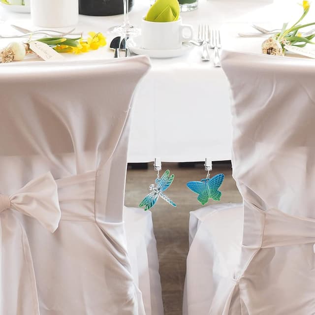 Detalle de com-four® lot de 8 poids de nappe avec pinces papillons et libellules (env. 35 g chacun) bleu/bleu