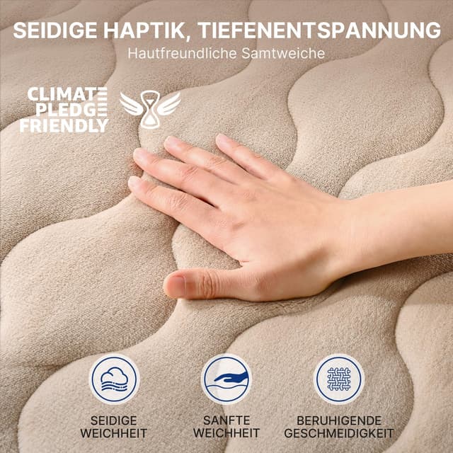 Detalle de WOOMER Elektrisches Wärmeunterbett mit Abschaltautomatik, 200GSM Velours, 10 Stufen und 12h-Timer (135×190 cm)