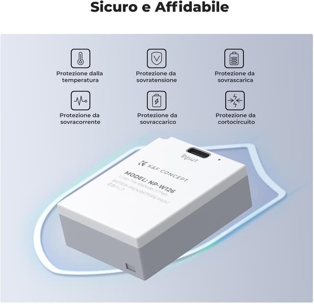 Thumbnail 4 de K&F CONCEPT NP-W126 1050 mAh Batteria per fotocamera