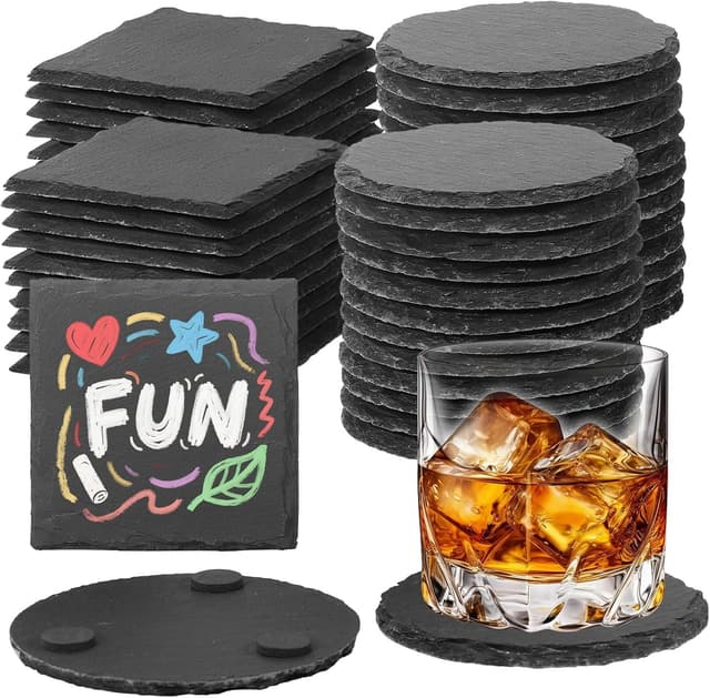 Detalle de DASSNANE Slate Coasters 48 Pack, 4 Inch