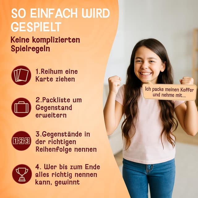 Thumbnail 2 de LIKARTO Ich packe Meinen Koffer Spiel – Lernspiel 4–9 Jahre