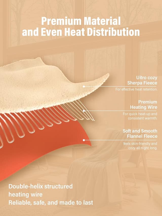 Thumbnail 6 de LEERUN Electric Heated Blanket Full Size 8 Temps